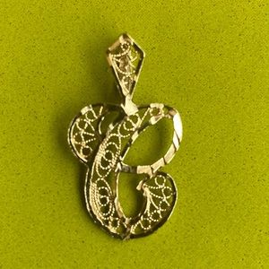 14K Gold Cursive C Charm